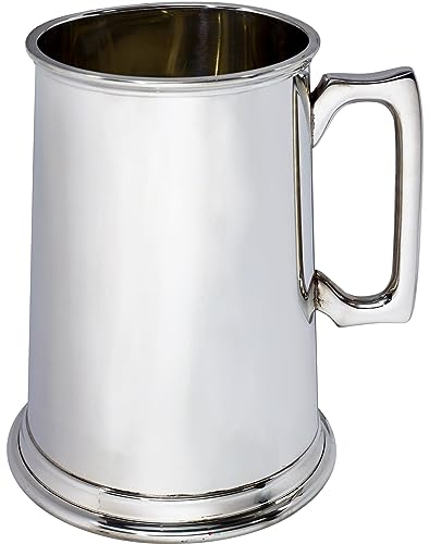 I LUV LTD Estaño Jarro 4 Pintas Estilo Recto Gigante Mango Cuadrado Puro Pesado Indicador Cerveza Jarro Posibilidad de Grabado Regalos Personalizados para Hombres y Mujeres