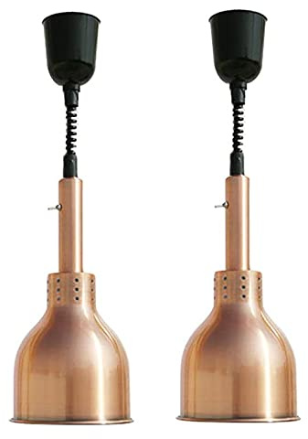 Aprilhp Lustre Cuisine Télescopique Commercial Chauffe-plats Lampe Chauffante Infrarouge des Aliments, Lustre de Cuisine d'hôtel, Acier Inoxydable, équipement d'isolation, Bronze, 2 pack