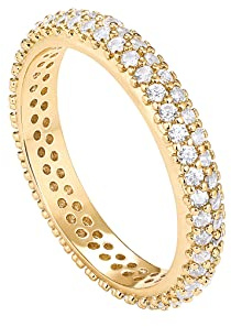PAVOI 14K Gold Plated Cubic Zirconia Double Row Eternity Band for Women