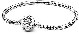 Pandora Signature O-Schlangenketten-Armband mit glitzernder Krone, Sterlingsilber, mit klarem Cubic Zirkonia, 16