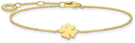 Thomas Sabo Pulsera Trébol Hoja Plata Chapada en Oro A1990-413-39-L19V, 16-19 cm, Oro Amarillo