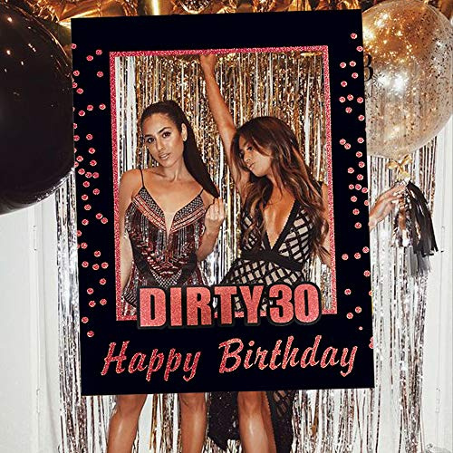 JeVenis Rose Gold Dirty 30 Geburtstagsfeier Zubehör 30. Geburtstagsfeier Photo Booth Requisiten 30. Geburtstag Fotorahmen Geburtstag Fotorahmen