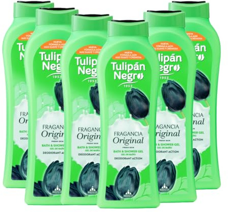 Tulipán Negro - Gel de Baño Acción Desodorante, Gel de Ducha con Fragancia Original y Frescura Prolongada, 650 ml (Pack 6 unidades)