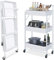 Dripex Carrello Portaoggetti Pieghevole a 3 Ripiani in Metallo con Ruote, Carrello Mobile per Cucina, Bagno, Ufficio, Lavanderia, Colore: Bianco