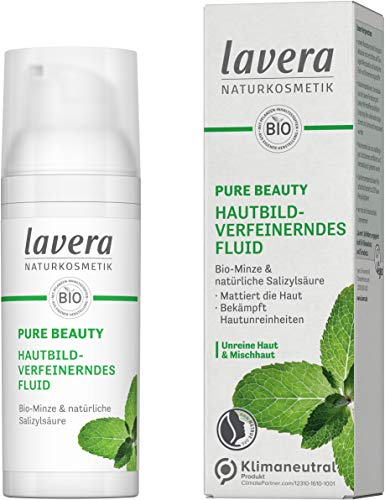 lavera, PURE BEAUTY Hautbildverfeinerndes Fluid reduziert Glanzbildung bekämpft Hautunreinheiten Naturkosmetik vegan 50ml, weiß