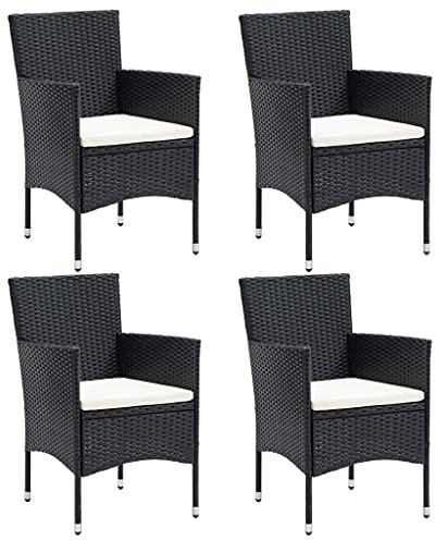vidaXL 4X Garten Essstuhl Gartensessel Gartenstuhl Stuhl Sessel Stühle Gartenmöbel Balkonstuhl Terrassenstuhl Gartenstühle Poly Rattan Schwarz