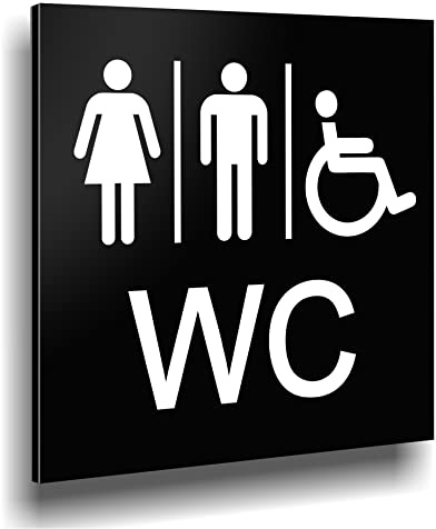 Türschild WC Schild Schwarz Matt UV Druck 12 x 12cm - 3mm ALUVERBUND - Made in Germany Art.Nr. A 2120
