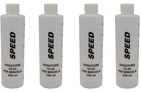 Speed N. 4 Misurini Dosatori olio per miscela 250 ml con tappo, scala graduata e percentuali 2-4% 2,5-5% 3-6%…