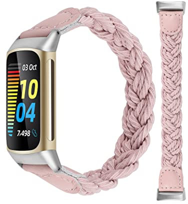 Minyee Geflochtene Bänder, kompatibel mit Fitbit Charge 6/Charge 5, für Damen und Mädchen, dehnbar, Solo-Loop, elastisch, niedliches Nylon-Armband, weich, schmal, gewebt, Ersatzarmband, Zubehör für
