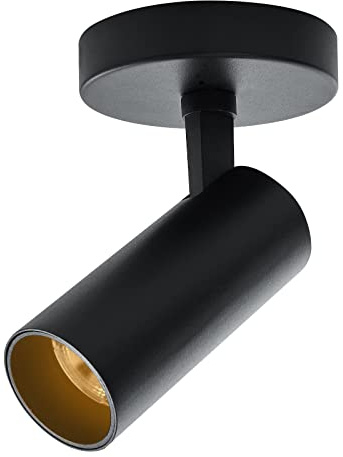 JARLSTAR LED Ceiling Spotlight 5CCT 2700K/3000K/3500K/4000K/6000K Selectable Dimmable,Spot Light Indoor Adjustable Flush Mount Lights Fixture 12W CRI 90+, Black, 1 Pack Tilt Angle Accent Lighting