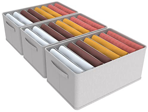 3 Pezzi Organizer Armadio Cassettiera per Jeans Organizer per cassetti impilabile e robusto Contenitori per armadio salvaspazio più spessi Scatole Portaoggetti con 8 Scomparti per Jeans, Maglione