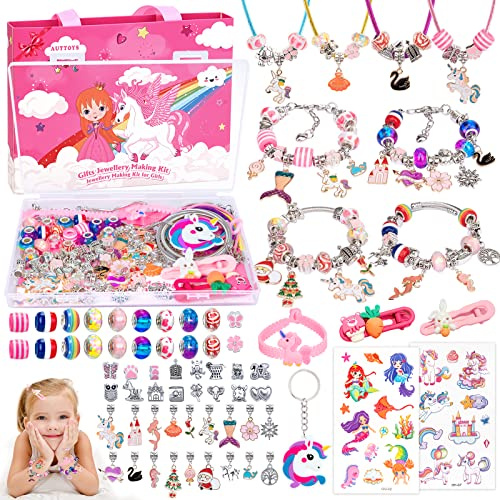 AUTTOYS Einhorn Geschenke für Mädchen, Mädchen Geschenke 4 5 6 7 8 9 10 11 12 Jahre Armbänder Selber Machen Kinder Schmuck Selber Machen Kinder Basteln