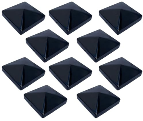 Pyramid Square Black Metal Fence Post Caps 3 75mm Post Top (10)