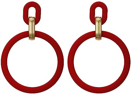 SIXDUTON Neon Ohrringe Damen Statement Ohrringe Große Bunt Creolen (Rot)