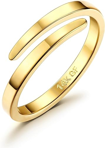 Diamday 14K Gold Offene Finger Ringe für Damen Herren Verstellbar Daumen Midi Eternity Band Ring Stapelbar Dünner Goldring Gefüllte Offene Knuckle Ringe Damen Mode Ringe Schmuck Geschenke 57