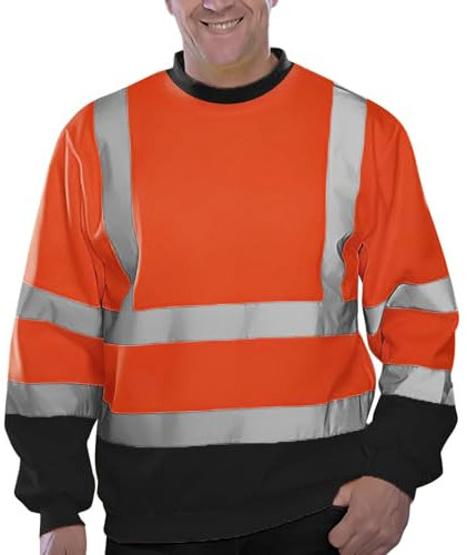 Duohropke Giacca da lavoro da uomo, riflettente, con cappuccio, giallo, arancione, verde, nero, protezione di avvertimento, giacca di sicurezza, Blu scuro, S