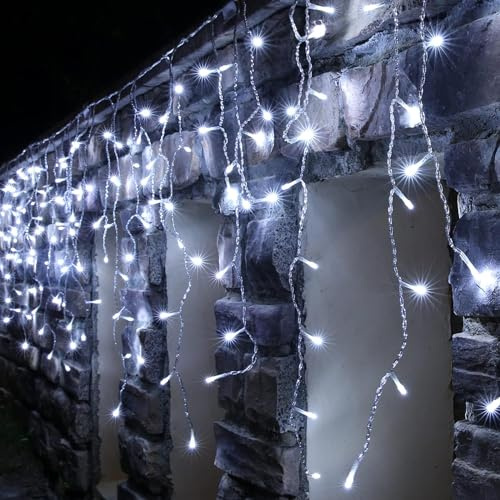 SKYTE® 240 Icicle Christmas LED Lights Powered with 8 Mode Connectable Waterproof Xmas Icicle Light Outside Christmas Decoration for Indoor and Outdoor