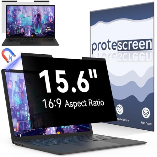 Magnetic Laptop Privacy Screen 15.6 Inch for 16:9 Computer Monitor, 15 Removable Anti Glare Protector Blue Light Filter Shield Film Compatible with Lenovo/Hp/Dell/Acer/Asus/Thinkpad/Envy/Xps/Toshiba