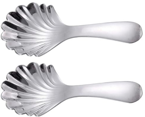 NAMOARLY Cucharitas De Acero Inoxidable De 304 Reforzado, Diseño Forma De Concha, 2 Piezas, Cucharas Para Té y Postre, Aptas Para Remover Café y Uso Diario