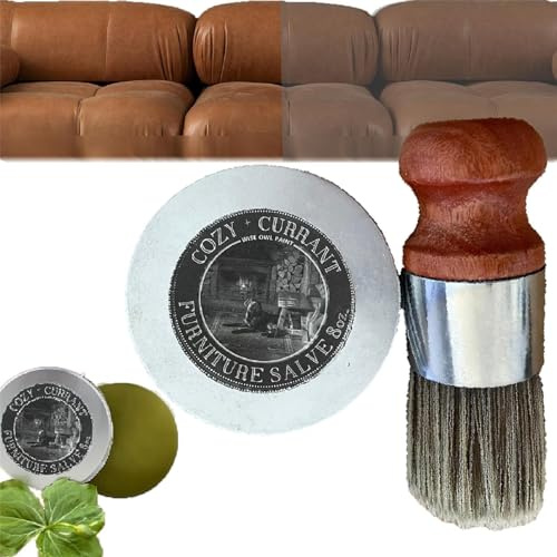 Qoobom Wise Owl Möbelsalbe für Leder, Ledermöbel Salbe mit Wildschweinborstenbürste, verhindert Trockenheit und Risse, tiefes Lederreiniger-Set für Möbel, Autositze (1 Stück)