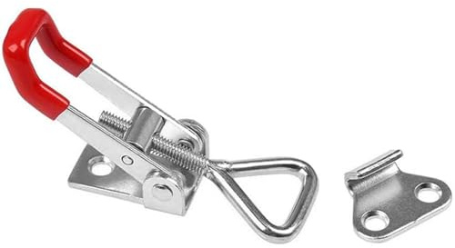 Ylinwtech 4 Stück Metall Hebel Verschluss,Verstellbare Knebelklemme,Edelstahl Spannverschluss Set,Abschließbar Spannverschlüsse,Schnalle Kniehebelspanner,Kappenschloss,für Schrank Tür Kisten Koffer
