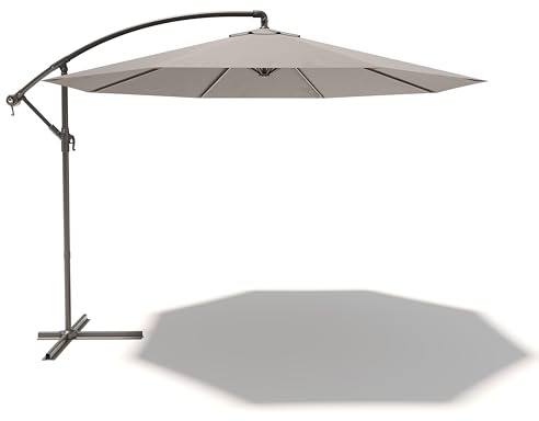 Ombrellone 3x3 M Decentrato Retrattile Braccio Rotabile 360° Chiusura Manovella Base A Croce Giardino Esterno Piscina Bar In Acciaio Inossidabile Telo 180 g/m2 Impermeabile Anti UV (Grigio Scuro)