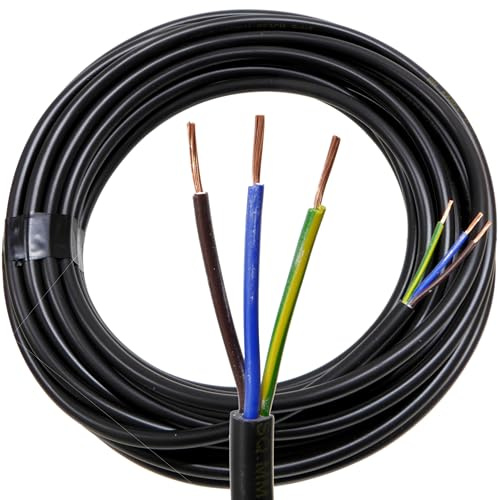 3 Core 2.5mm Black Cable Round 3183Y H05VV-F, for lighting and electrical, flexible, BASEC - 10 Metre Length