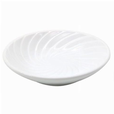 OISE ART STORE Trade Shop - Piattino Porta Sapone Saponetta Ceramica Rigata Spirale Bianco Tondo Bagno 79959 -