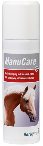 derbymed ManuCare Hautpflegespray | 200 ml | Pflegeprodukt zum Sprühen für Pferde | Zur Förderung der Hautregeneration | Mit einem hohen Anteil an Manuka-Honig | ADMR- Konform