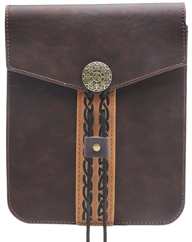 TNSLAND Mittelalter Gürteltasche aus Kunstleder Hüfttasche Leder Mittelalter Tasche für Damen und Herren Retro Tragbares Seitenpaket für LARP Ren Faire, Spieleparty, Alltägliche Kleidung Braun