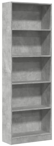 vidaXL Estantería de Madera de ingeniería Gris hormigón 60x24x176 cm, estantería de Libros, librería, Estante de Almacenamiento