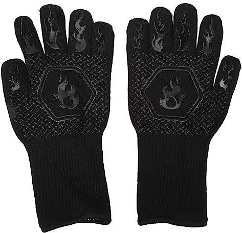Sunicon 800 ℃ Extrem hitzebeständige Handschuhe, hitzebeständiges doppelseitiges Silikon, große wasserdichte schnittfeste Grillhandschuhe für Ofenhandschuhe, Grillen, Kochen,
