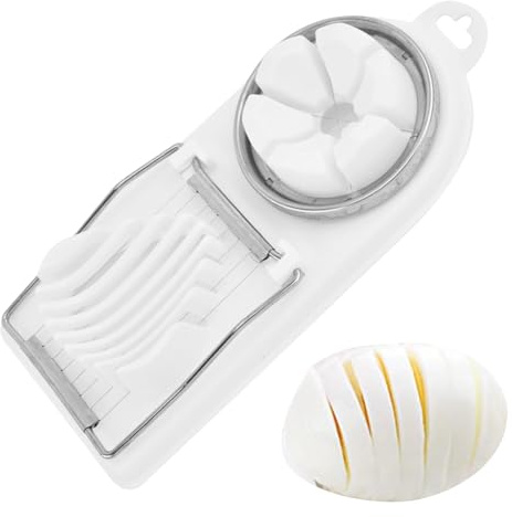 Hard Boiled Egg Cutter - 2 in 1 Boiled Egg Cutter, Fruit Chopper | Versatile Kitchen Tool for Slicing Eggs, Mushrooms, Strawberries, Kiwi, Bananas and Cheese with Precision & FA