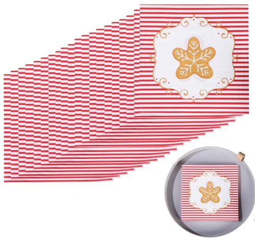 Weihnachtsservietten,Weihnachtsservietten - Lustiger Lebkuchenmann zum Bedrucken von Servietten - Weihnachtsbedruckte Cocktailservietten, lustige Papierservietten für den Urlaub