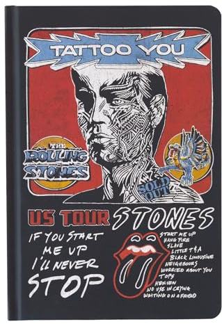 Grupo Erik The Rolling Stones Notizbuch A5 Journal Tagebuch Merch Geschenke | Reisetagebuch Dotted Bullet Journal Ringbuch Mädchen und Jungen Einschulung - Notizblock A5 14,8 × 21,0 cm