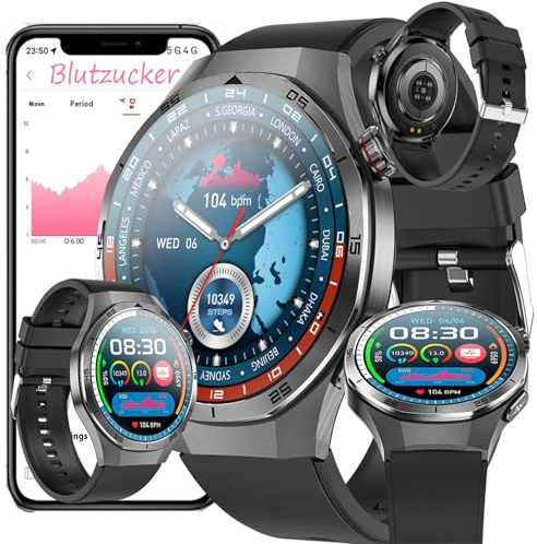 Fohatu 𝐛𝐥𝐮𝐭𝐳𝐮𝐜𝐤𝐞𝐫 Smartwatch 𝐛𝐥𝐮𝐭𝐳𝐮𝐜𝐤𝐞𝐫𝐦𝐞𝐬𝐬𝐮𝐧𝐠 EKG 𝐃𝐢𝐚𝐛𝐞𝐭𝐞𝐬 Harnsäure/BMI Gesundheitsuhr Mit Telefonfunktion/SOS,24H Herzfrequenz SPO2 Blutdruck Fitnessuhr