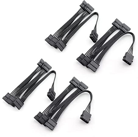 Lbvzxkad 4PZ 4Pin IDE Un 5 15Pin di Alimentazione per Disco Rigido Splitter per PC DIY Sever 18AWG