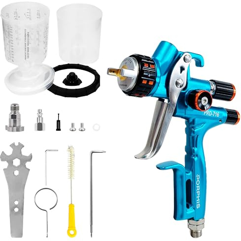 PORPHIS HVLP Automotive Refinishing Spray Gun PRD-716 1.3mm Nozzle Paint Spray Gun, Blue