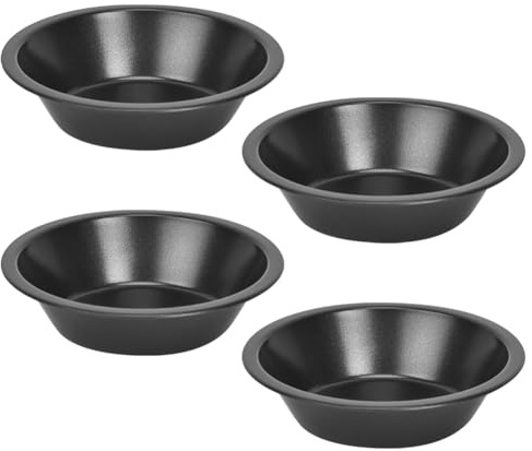 GSHLLO 4 Pcs Small Round Pie Pans Non Stick Tart Tin Dish Carbon Steel Pie Tins Moulds Mini Individual Tart Pans Bread Baking Tins Birthday Cake Pan Pot Bakeware for Home Kitchen