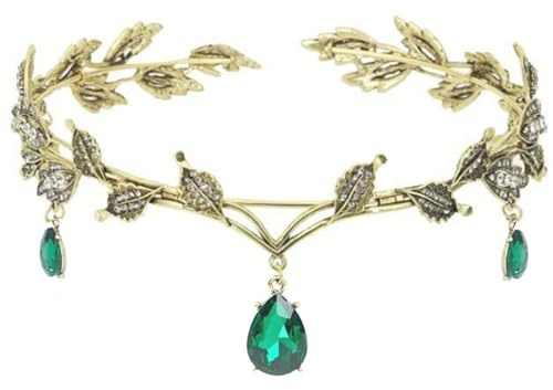 Diadema ZYEKIU, Tiara Sposa Strass, Coroncina Regolabile Bronzo Antico, Tiara Elfica Retrò, Elfo Rinascimento per Cosplay, Matrimonio, Festa, Festival Rinascimentale, Natale, Compleanno