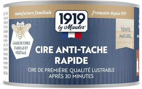 MAULER Cire d'abeille antitache meuble & boiserie - Teinte : Naturel 0,25L | Protection tache & salissure - Effet Déperlant Ravive le bois - Haut Pouvoir Garnissant - Manufacture Mauler depuis 1919