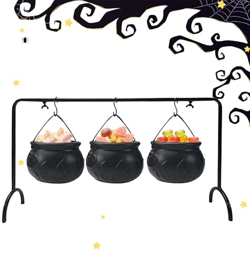Calderone Nero | Scodella Caramelle a Forma di Calderone,Vaso Di Ferro Decorazione Interno Esterno Portico Cucina Tavolo Festa