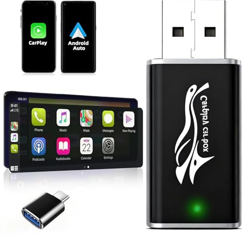 Adattatore CarPlay wireless,CarPlay Dongle Adattatore Android Auto wireless 2 in 1 aggiornato, Wi-Fi 5,8 GHz Plug & Play, Mini & Stabil con USB-C/Type-C, compatibile con iOS 10+ e Android 11+