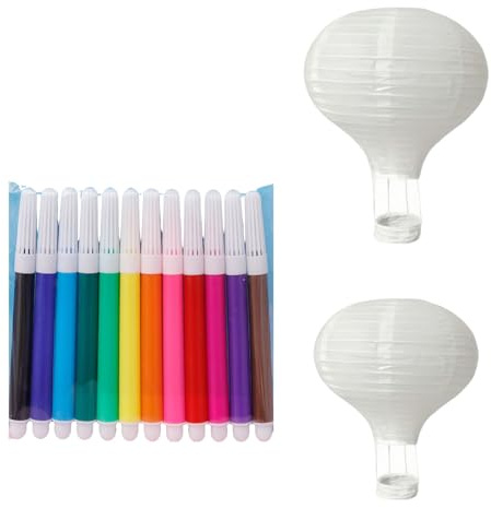 3 Stück Deko Heißluftballon, Weiße Lampions Für Hochzeiten, Geburtstagsfeiern Und DIY-Projekte, Inklusive 12 Farbige Stifte Zum Bemalen, 30 cm Durchmesser
