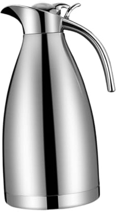 FytStycale à Café avec Double Isolation Carafe Isotherme En Acier Inoxydable 1.5L Couvercle Anti-fuites Design Large Ouverture Parfait pour Maison et Év, Argent
