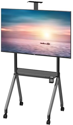 Mobile TV Cart for 42 to 120 inch Screens up to 264 lbs/330 lbs, LCD LED OLED 4K Smart Flat and Curved Panels, Rolling Stand with Shelf, Locking Wheels, for Office, Exhibition Hall Black-55-120inch