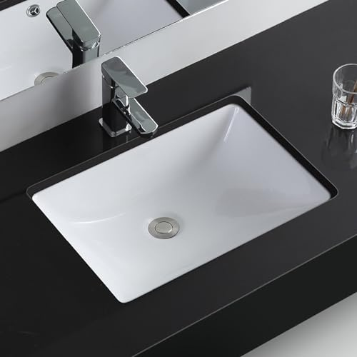 Lavabo De Baño Rectangular Bajo Encimera, Lavabo De Cerámica Con Rebosadero, Ideal For Balcón, Exterior Y Lavadero.(47x35x20cm)