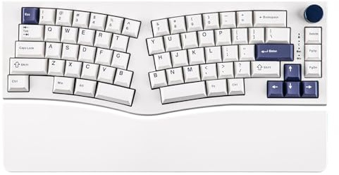 MechLands Feker Alice80 Clavier Mécanique Ergonomique 68 Touches, QMK & VIA Programmable, Clavier de Jeu Filaire avec Joint Crémeux, Hot-Swappable, 5 Couches, NKRO, RGB pour Win/Mac (Blanc)