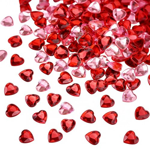 200 Stück Diamant Hochzeitskonfetti Rot Rosa Herzen 12mm Streudeko Für Tischdeko Rubinhochzeit Feiern