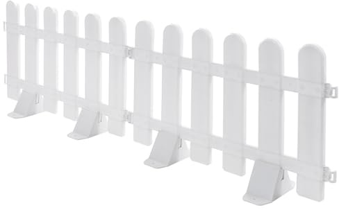 FUNOMOCYA Lot De 2 Clôtures De Cour Blanches Pvc 50x30 Cm Avec Bases Renforcées, Bordure Décorative Résistante Aux Intempéries Pour Jardin, Parterres De Fleurs Et Décoration Extérieure